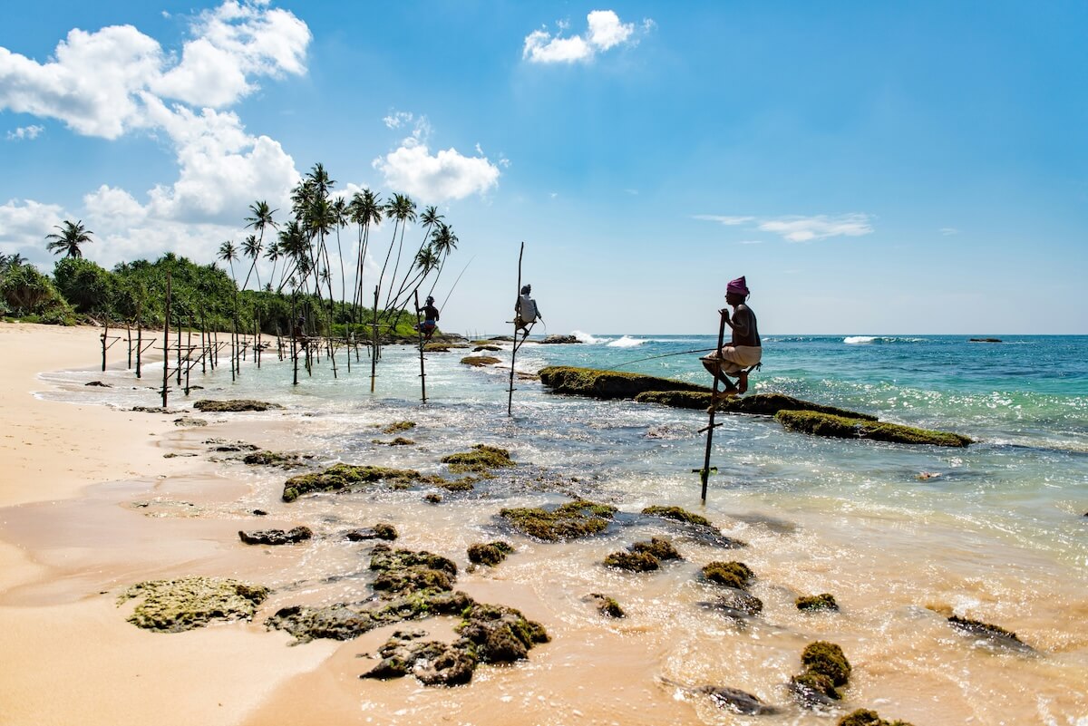 Fishermen using stilts in Sri Lanka